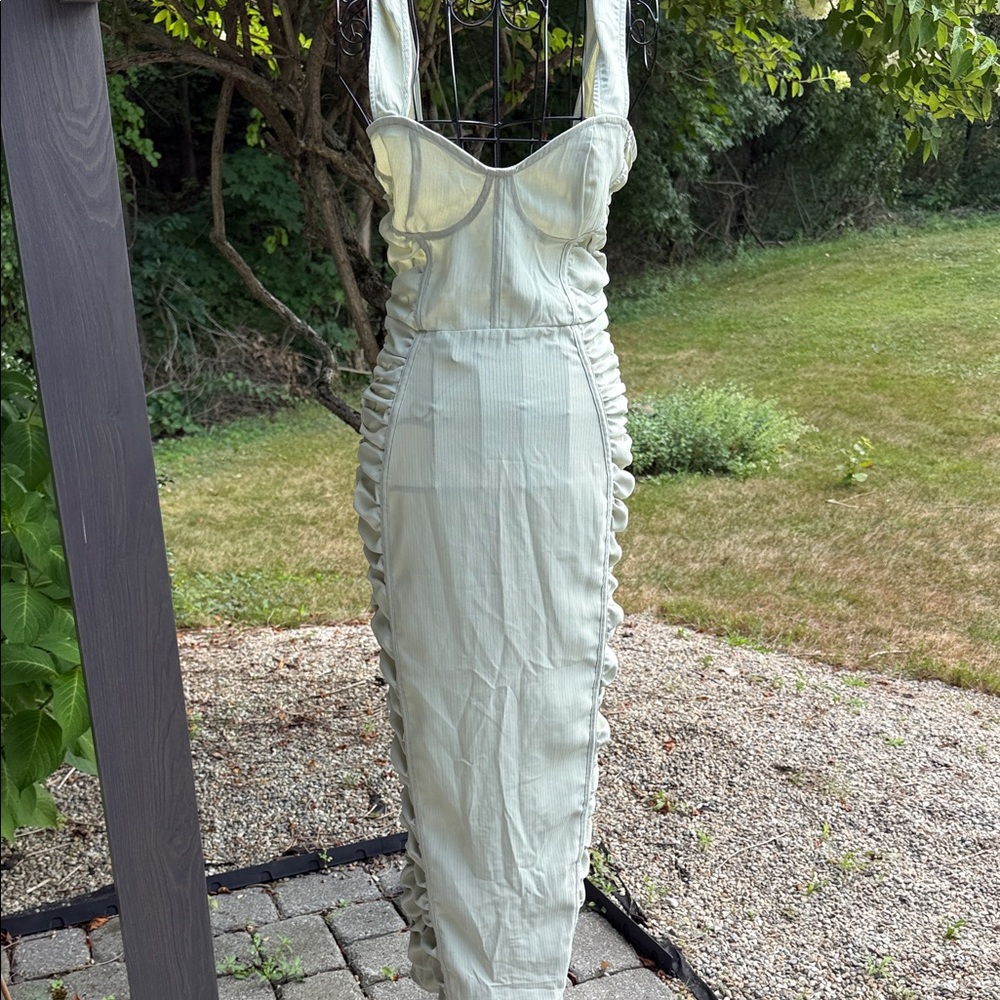 Pretty little thing, sage, corset detail ruched dress - Picture 3 of 6